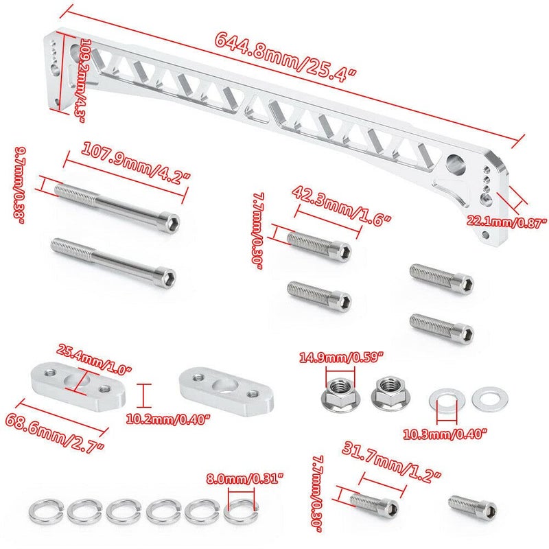 PQY Rear Lower Control Arm+Subframe Brace Compatible with Honda Civic EK LCA 96-00 - Image 3